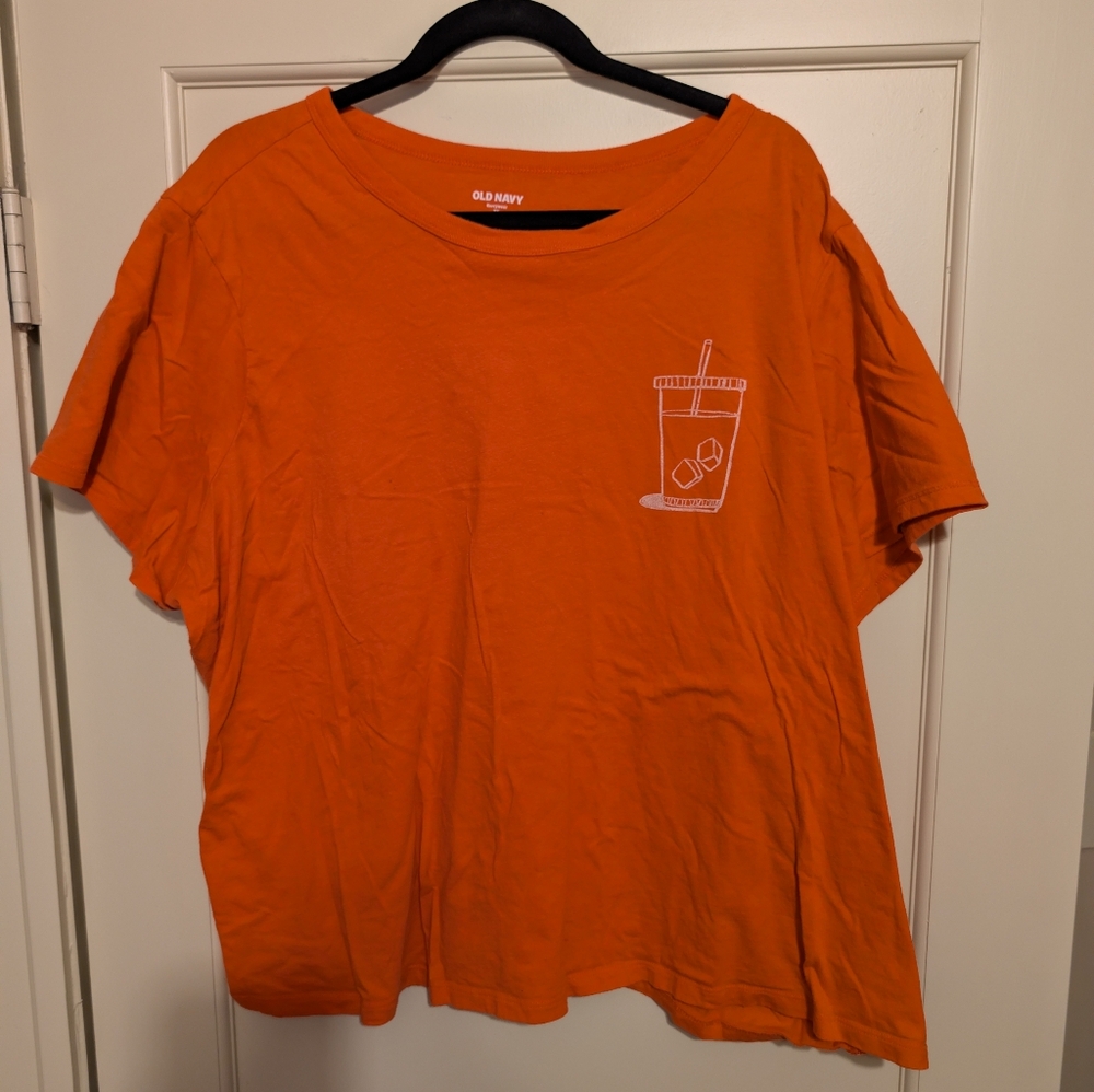 Old Navy Orange Iced Coffee Tee